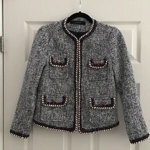 ZARA Tweed textured blue/white blazer size S